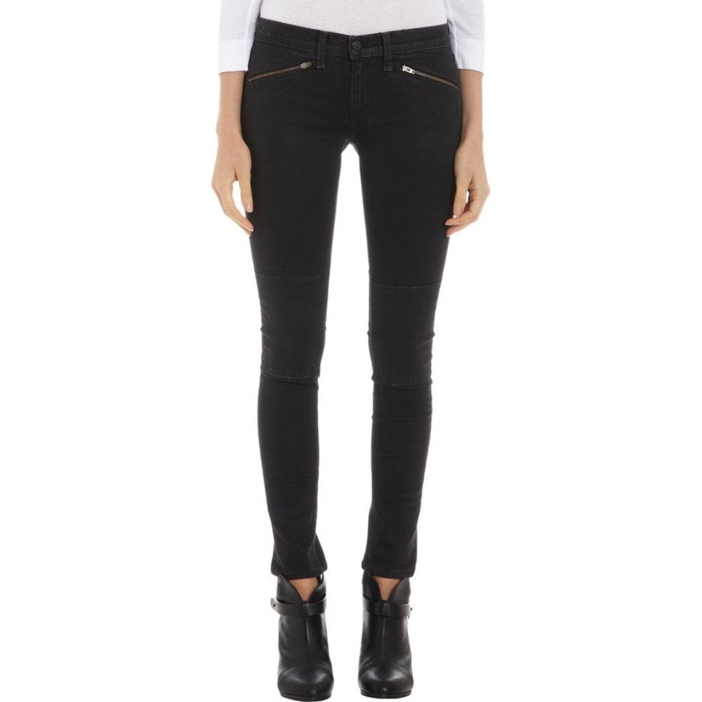 rag & bone Ridley moto skinny jeans in Wax Black